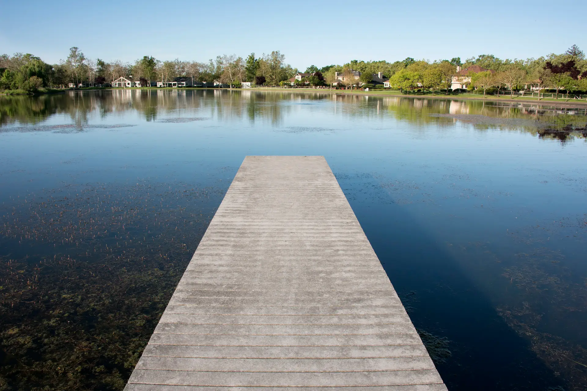 lake view at the back of a dock